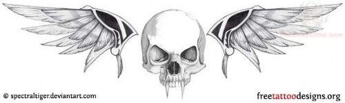 Winged Skull Tattoo Design